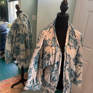 Floral Blue and White Women's Jacket